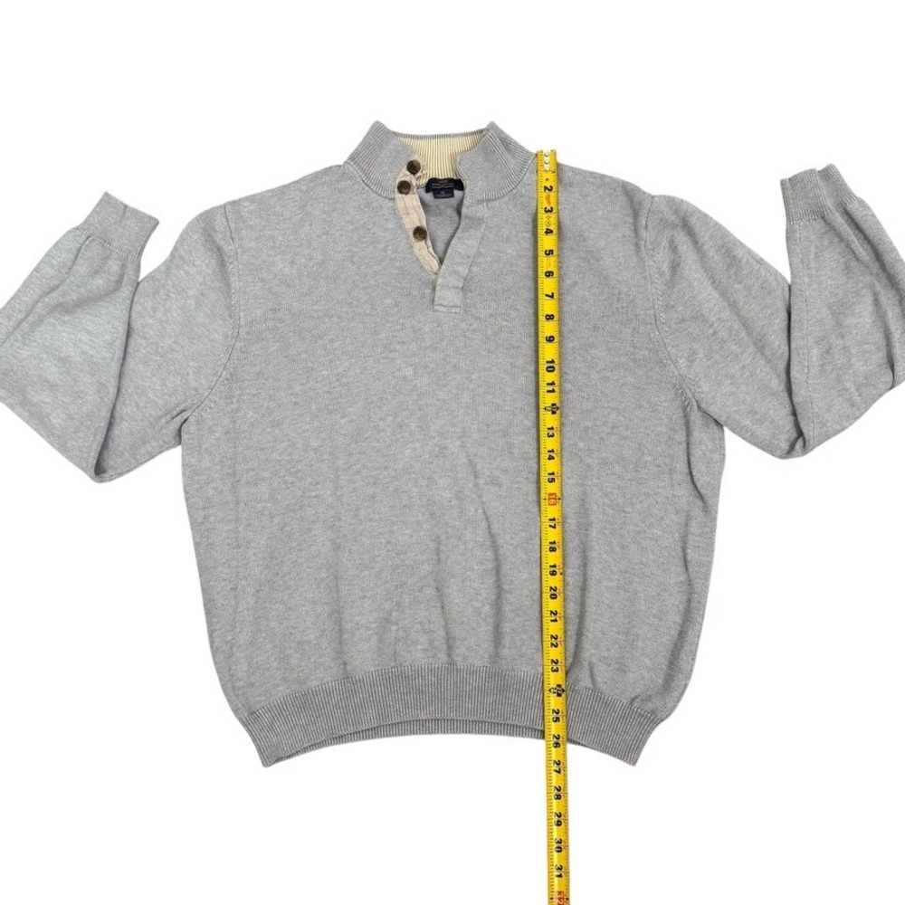 Brooks Brothers 346 Supima Cotton Button Mock Neck Pullover Sweater Mens XL Gray - Picture 4 of 5
